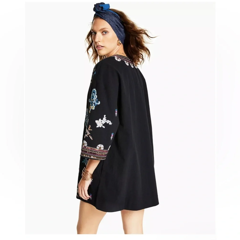 Cotton Embroidered Open-Front Jacket - Picture 2 of 7